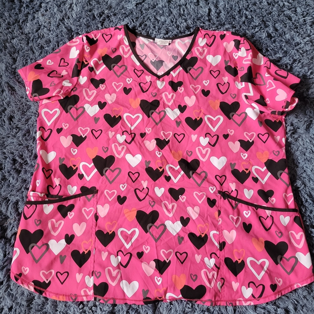 2XL valentines scrub top